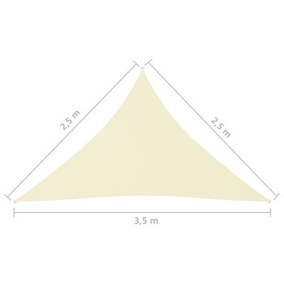 vidaXL solsejl 2,5x2,5x3,5 m trekantet oxfordstof cremefarvet