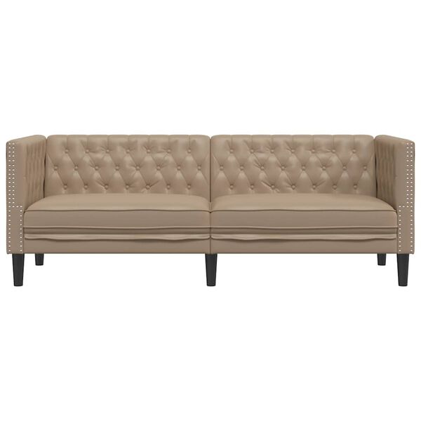 vidaXL 3-personers Chesterfield-sofa kunstl&aelig;der cappuccinofarvet