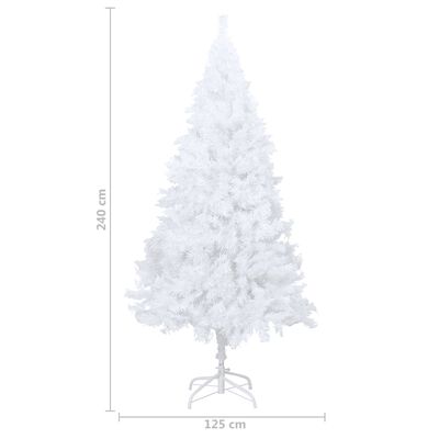 vidaXL kunstigt juletræ med tykke grene og lys 240 cm hvid