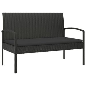 vidaXL haveb&aelig;nk med hynde 105 cm polyrattan sort