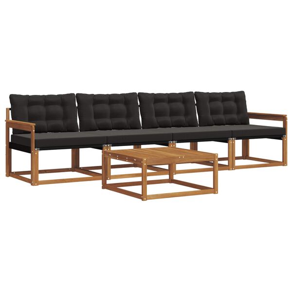 vidaXL Udend&oslash;rs sofagruppe med pude 5 pcs Naturlig og sort