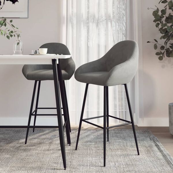 vidaXL barstole 2 stk. fl&oslash;jl lysegr&aring;