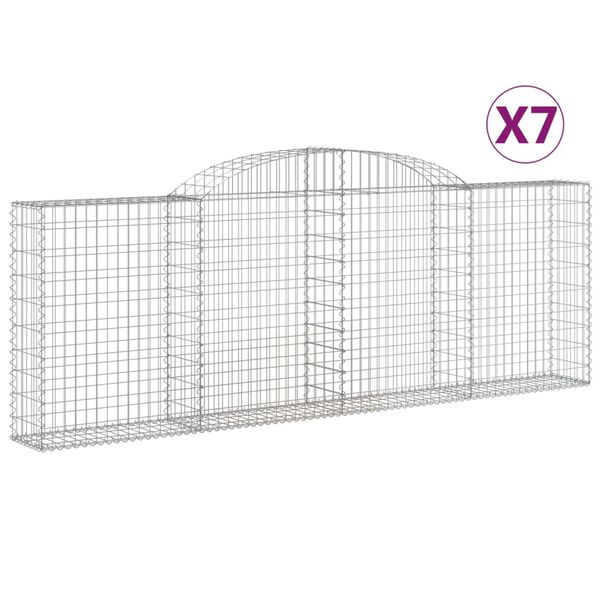 vidaXL buede gabionkurve 7 stk. 300x30x100/120 cm galvaniseret jern
