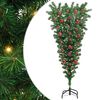 vidaXL Omvendt kunstigt forberedt juletr&aelig; med kugles&aelig;t Gr&oslash;n 150 cm PVC