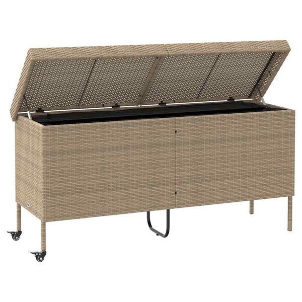 vidaXL opbevaringsboks med hjul 160x55x75 cm polyrattan beige