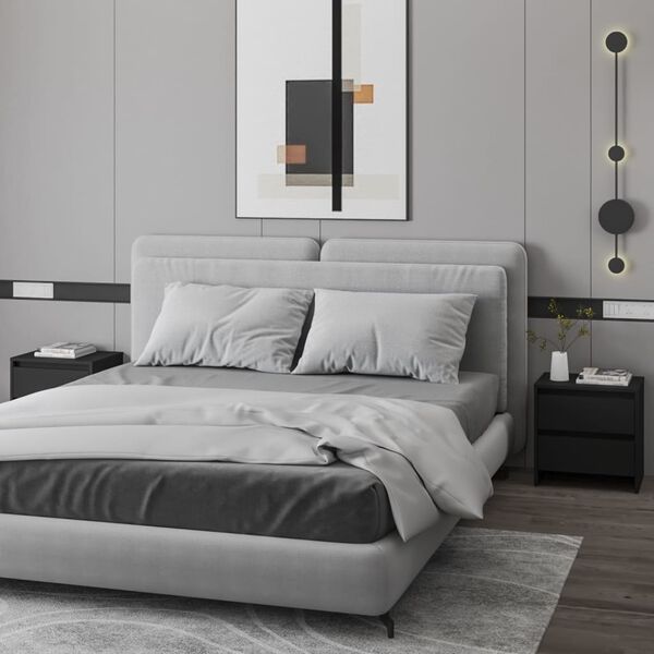 vidaXL sengeborde 2 stk. 45x34,5x44,5 cm konstrueret tr&aelig; sort