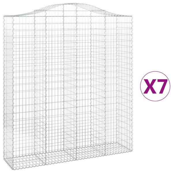 vidaXL buede gabionkurve 7 stk. 200x50x220/240 cm galvaniseret jern