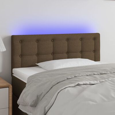 vidaXL sengegavl med LED-lys 100x5x78/88 cm stof mørkebrun