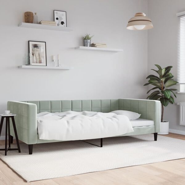 vidaXL daybed 100x200 cm velour lysegr&aring;