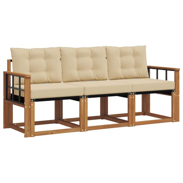 vidaXL Udend&oslash;rs sofagruppe med pude 3 pcs Naturlig og Beige
