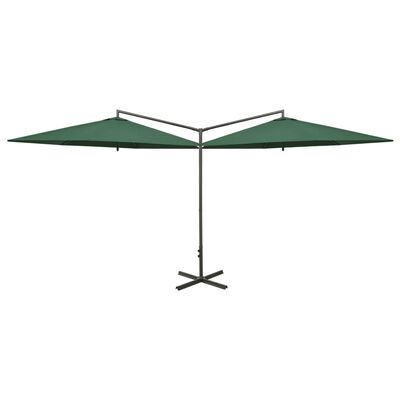 vidaXL dobbelt parasol med stålstang 600 cm grøn