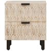 vidaXL Natskab med skuffe 2 pcs Hvid 40 x 33 x 46 cm Massivt mangotr&aelig;