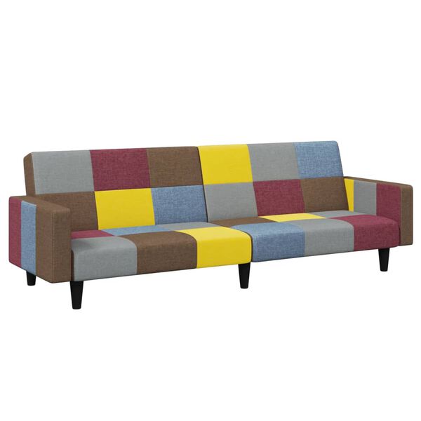 vidaXL 2-personers sovesofa med fodskammel stof patchwork