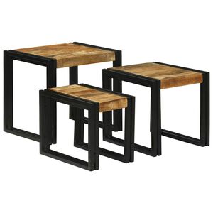 vidaXL Nesting Bord 3 stk. Brun og sort 50 x 40 x 45 cm