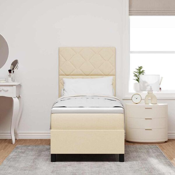 vidaXL Box spring seng med madras med LED Creme 80 x 200 cm Stof