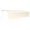 vidaXL markise m. gardin + LED 6x3 m manuel betjening cremefarvet