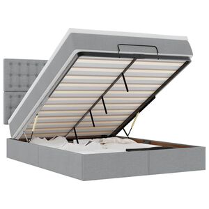 vidaXL osmannisk sengeramme med madras 140x200 cm stof lysegr&aring;