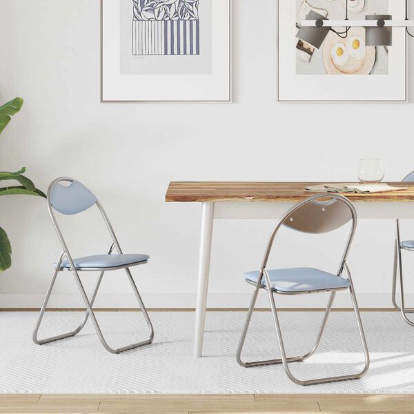 vidaXL Sammenklappelig stol 2 pcs Gr&aring; 48 x 43,5 x 81 cm Faux l&aelig;der