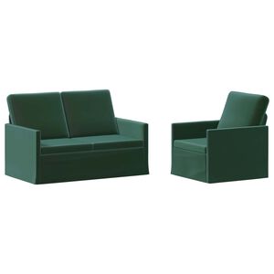 vidaXL Sofa S&aelig;t 2 pcs M&oslash;rkegr&oslash;n Velour (V)