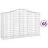 vidaXL buede gabionkurve 8 stk. 200x50x120/140 cm galvaniseret jern
