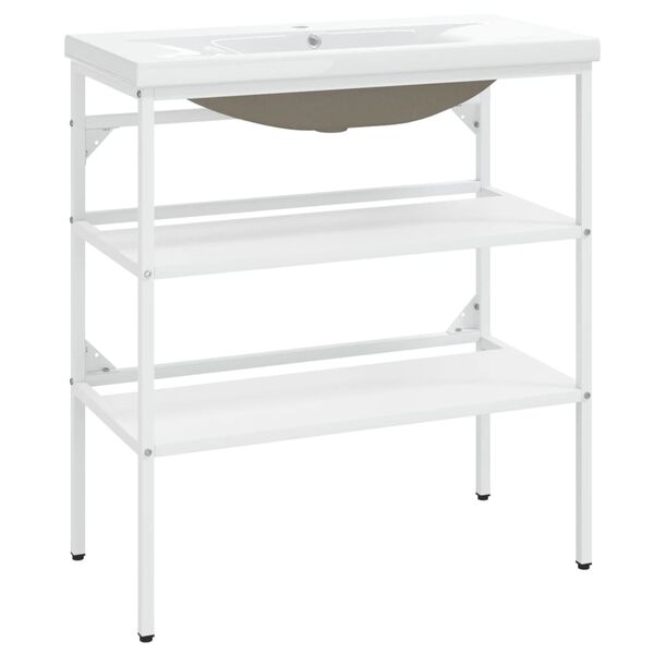 vidaXL indbygget håndvask på stel jern hvid