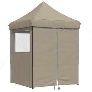 vidaXL foldbart pop up-festtelt med 4 sidev&aelig;gge gr&aring;brun