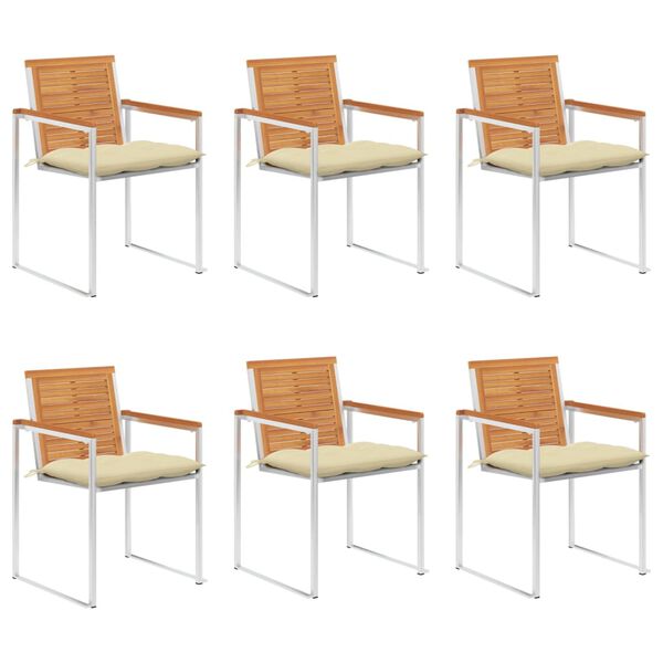 vidaXL havestole 6 stk. med hynder massivt akacietr&aelig;