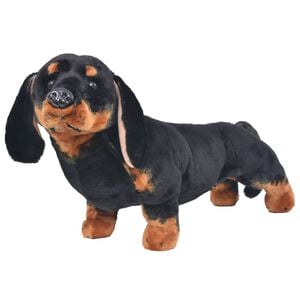 vidaXL st&aring;ende t&oslash;jdyr gravhund plysstof XXL sort