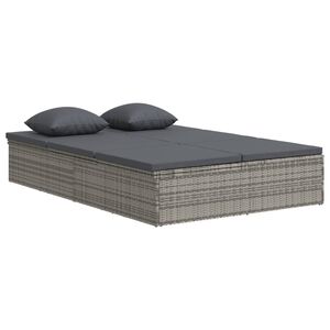 vidaXL solseng med hynder polyrattan m&oslash;rkegr&aring;