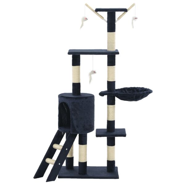 vidaXL kradsetræ til katte med sisal-kradsestolper 138 cm mørkeblå