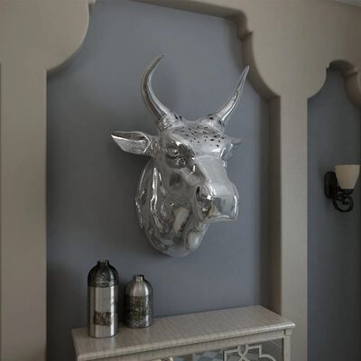 vidaXL tyrehoved-dekoration vægmonteret aluminium sølv