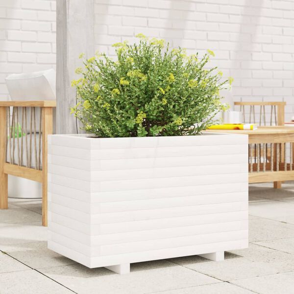 vidaXL plantekasse 70x40x49,5 cm massivt fyrretræ hvid