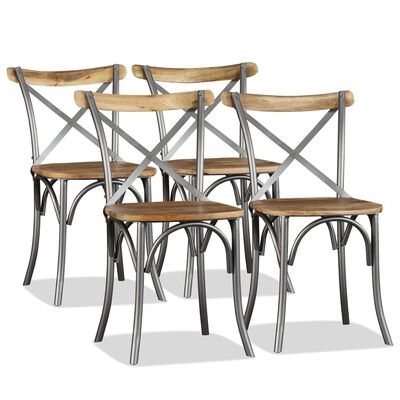 vidaXL spisebordsstole 4 stk. massivt mangotræ og stål krydsryglæn
