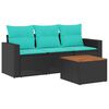 vidaXL sofas&aelig;t til haven 4 dele med hynder polyrattan sort