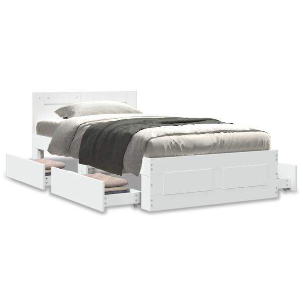 vidaXL Sengeramme med hovedg&aelig;rde uden madras Hvid 90x190 cm