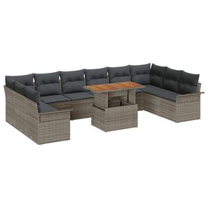 vidaXL Havesofa S&aelig;t 11 stk. Gr&aring; polyrattan