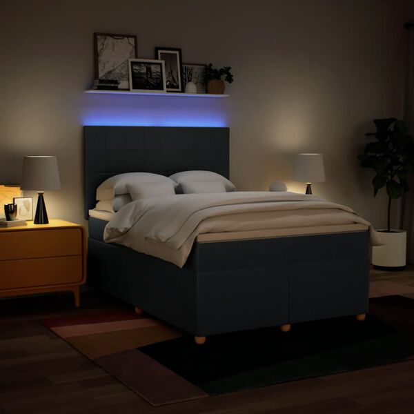 vidaXL kontinentalseng med madras 140x190 cm stof bl&aring;