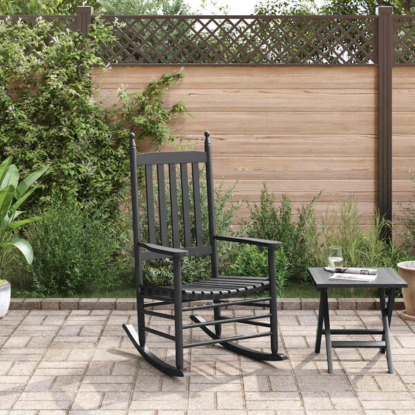 vidaXL gyngestol med buet s&aelig;de massivt poppeltr&aelig; sort