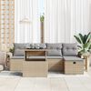 vidaXL Havesofa Sæt med pude med opbevaring 6 pcs Beige Poly rattan