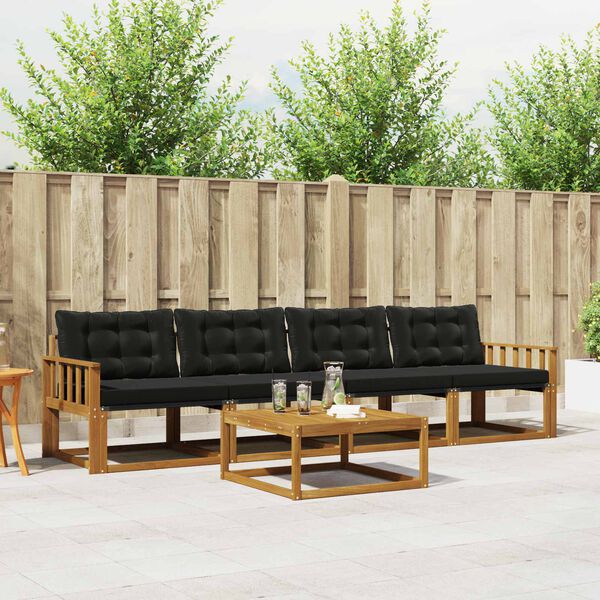 vidaXL Udend&oslash;rs sofagruppe med pude 5 pcs Naturlig og sort