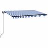 vidaXL markise m. LED + vindsensor 400x350 cm automatisk bl&aring; og hvid