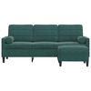 vidaXL 3-personers sofa med fodskammel 180 cm velour Mørkegrøn