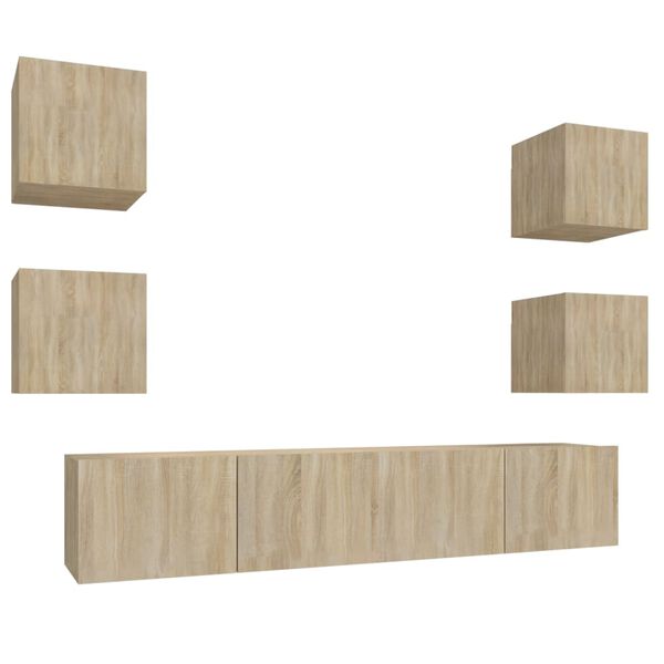 vidaXL tv-skabssæt 6 dele konstrueret træ sonoma-eg