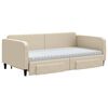 vidaXL daybed med udtræk og skuffer 100x200 cm stof cremefarvet
