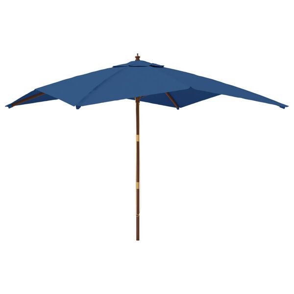 vidaXL haveparasol med træstang 300x300x273 cm azurblå
