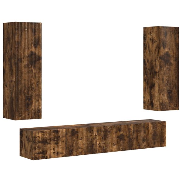 vidaXL TV-m&oslash;bels&aelig;t V&aelig;gmonteret 3 pcs R&oslash;get eg Konstrueret tr&aelig;