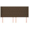 vidaXL sengegavl med kanter 183x16x118/128 cm stof m&oslash;rkebrun