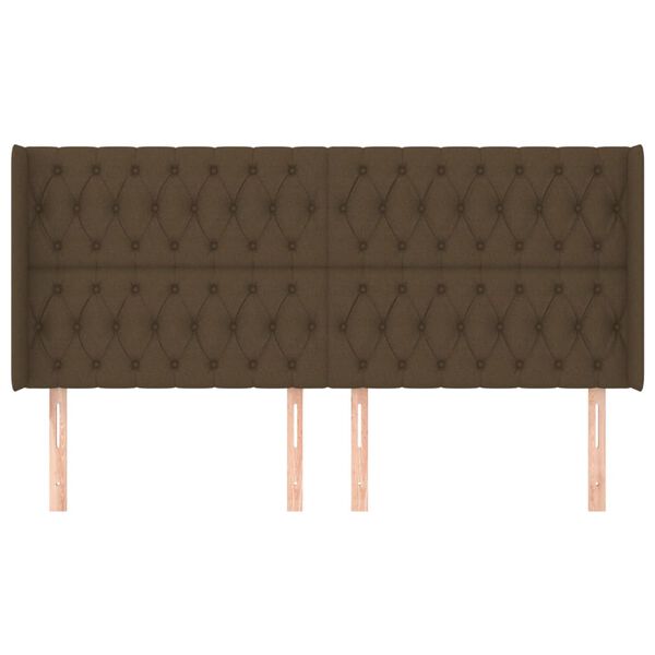 vidaXL sengegavl med kanter 183x16x118/128 cm stof m&oslash;rkebrun