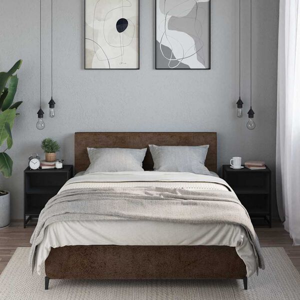 vidaXL sengeskabe 2 stk. 40x31x50 cm konstrueret tr&aelig; og metal sort