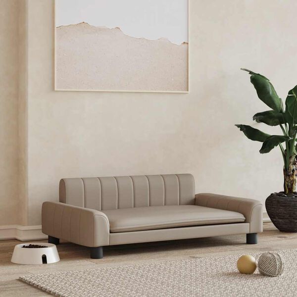 vidaXL hundeseng 90x53x30 cm kunstl&aelig;der cappuccinofarvet